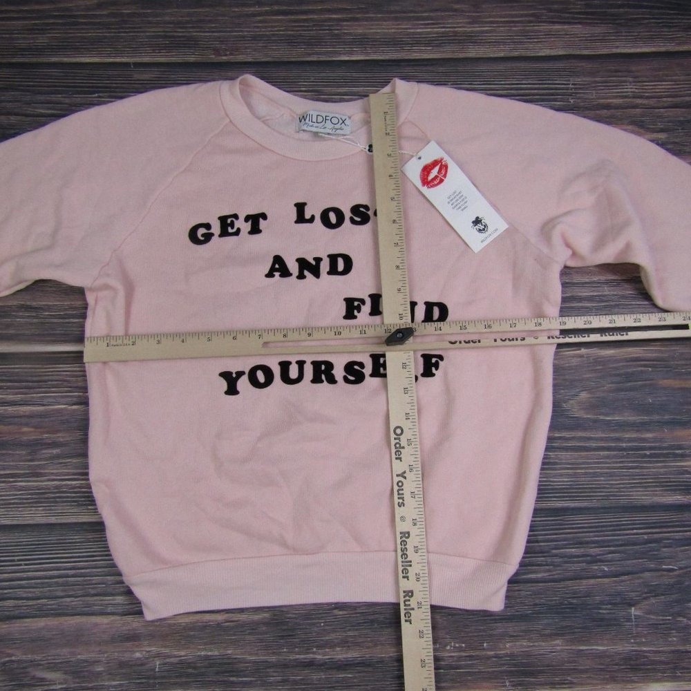 Wildfox NEW NWT Small Pink Find Yourself Graphic Crewneck Sweater - Picture 3 of 6